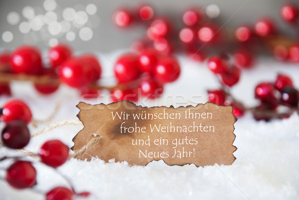 Burnt Label, Snow, Gutes Neues Jahr Means Happy New Year Stock photo © Nelosa