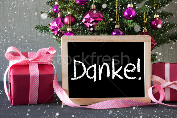 Tree With Gifts, Snowflakes, Danke Means Thank You Stock photo © Nelosa