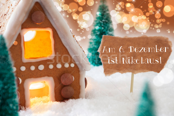 Gingerbread House, Bronze Background, Nikolaus Means Nicholas Day Stock photo © Nelosa