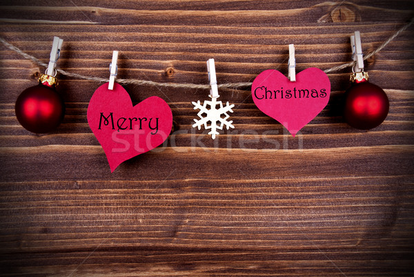 Merry Christmas Greetings on Hearts Stock photo © Nelosa