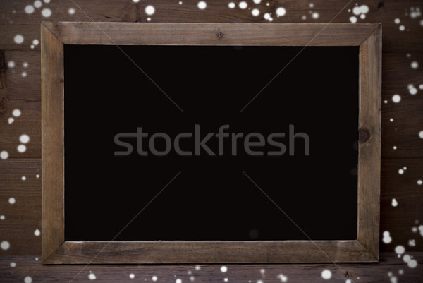 Foto stock: Quadro-negro · cópia · espaço · flocos · de · neve · marrom · lousa