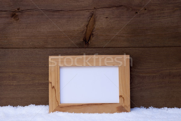 Christmas Card With Picture Frame, Copy Space, Snow Stock photo © Nelosa