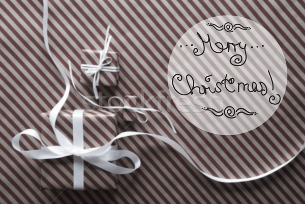 Brown Gifts With Ribbon, Text Merry Christmas Stock photo © Nelosa