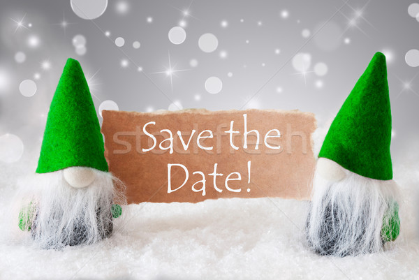 Green Gnomes With Snow, Text Save The Date Stock photo © Nelosa
