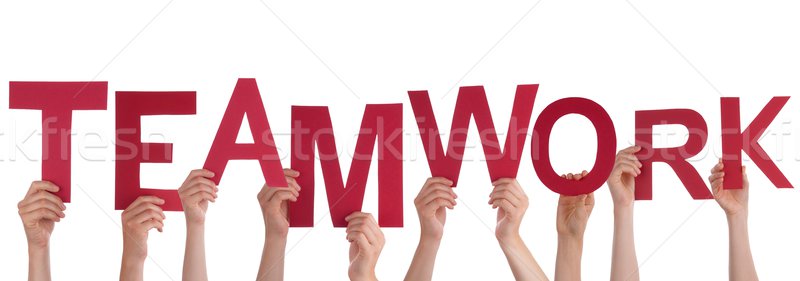 Hands Holding a Red Teamwork Stock photo © Nelosa