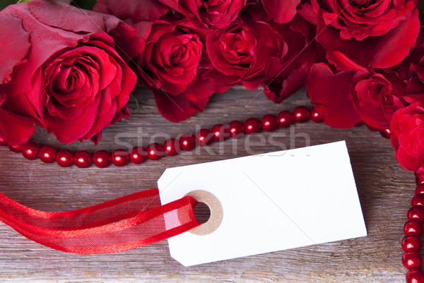 White Label with Red Roses Stock photo © Nelosa