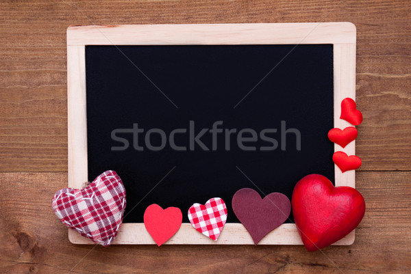 Blackboard With Textile Hearts, Copy Space Stock photo © Nelosa