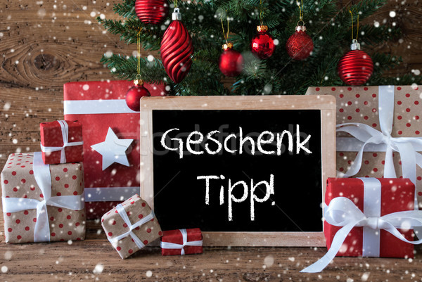 Colorful Christmas Tree With Snowflakes, Geschenk Tipp Means Gift Tip Stock photo © Nelosa