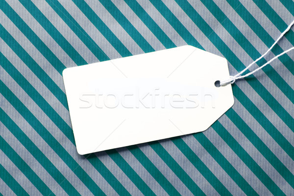 Etiqueta turquesa papel de regalo espacio de la copia uno a rayas Foto stock © Nelosa