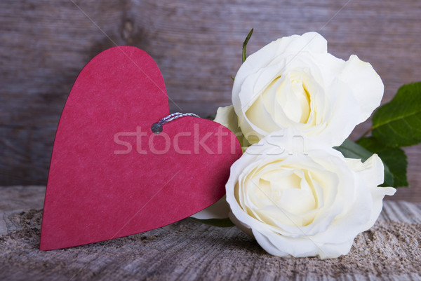 Red Heart with White Roses Stock photo © Nelosa