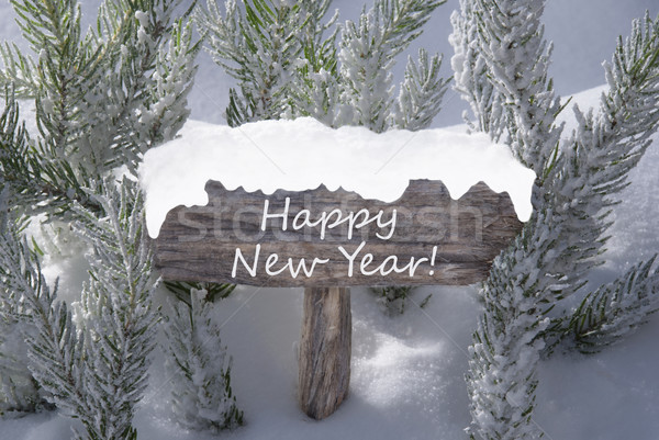 Karácsony felirat hó fenyőfa ág szöveg Stock fotó © Nelosa