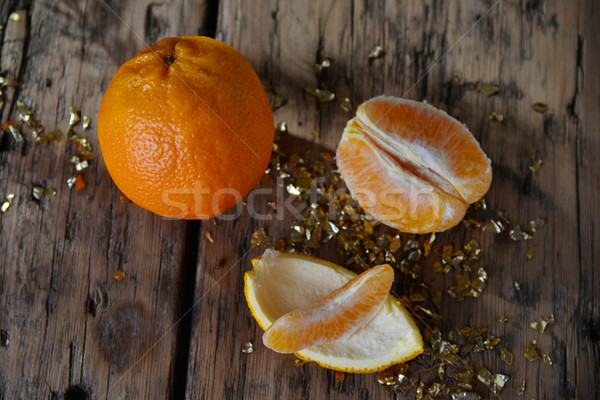 Stockfoto: Oranje · vruchten · schitteren · houten · decoratie · schil