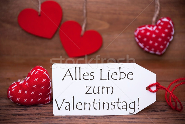 One Label With Romantic Hearts Decoration, Valentinstag Means Valentines Day Stock photo © Nelosa
