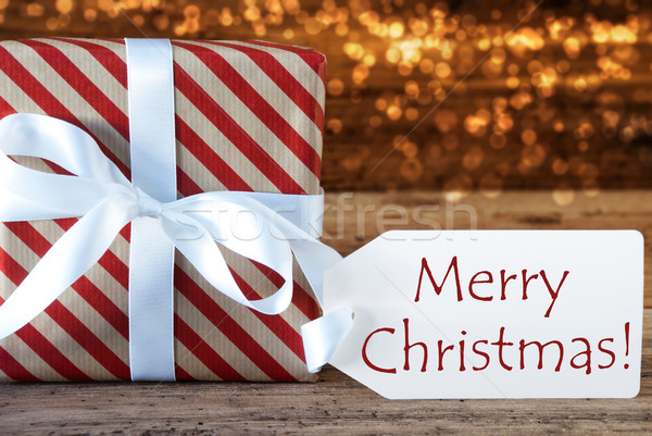 Atmosferisch geschenk label vrolijk christmas macro Stockfoto © Nelosa