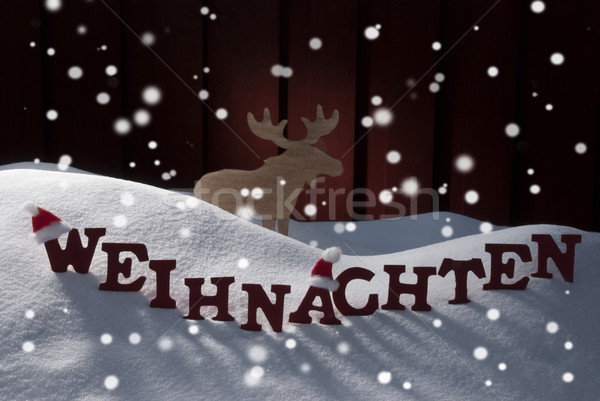 Christmas sneeuwvlokken Rood brieven gebouw woord Stockfoto © Nelosa