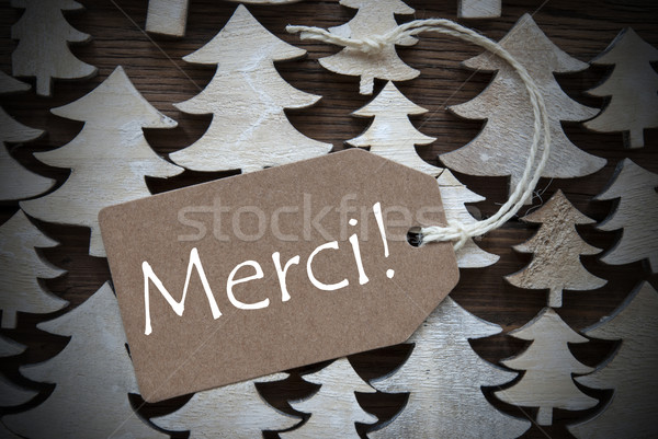 Brown Christmas Label With Merci Means Thank You Stock photo © Nelosa