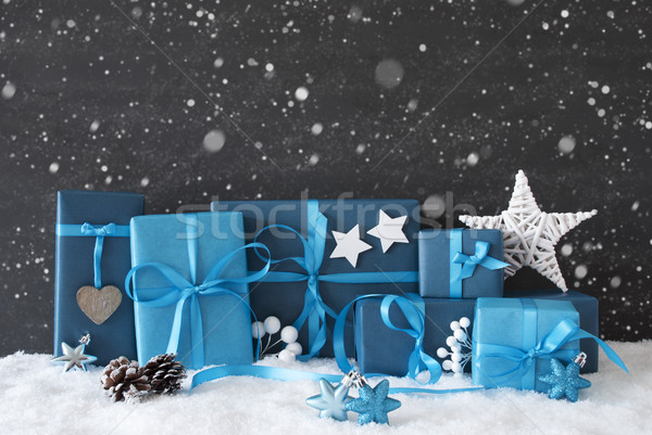 Blauw geschenken christmas decoratie zwarte cement Stockfoto © Nelosa