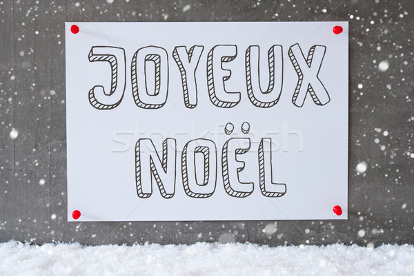 [[stock_photo]]: étiquette · ciment · mur · flocons · de · neige · joyeux · Noël