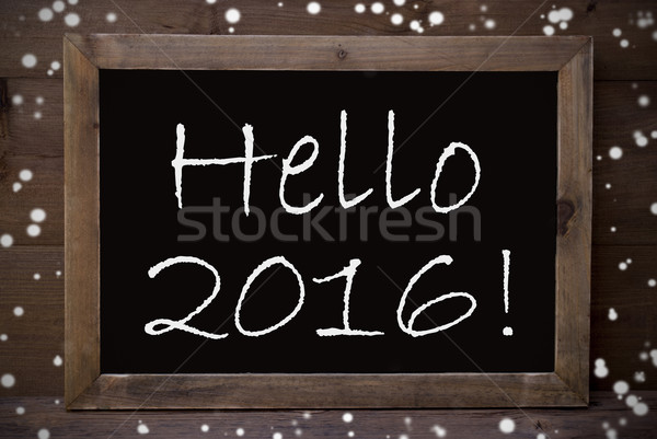 Chalkboard With Hello 2016, Snowflakes Stock photo © Nelosa