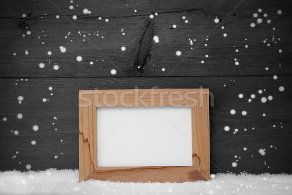 Szürke karácsonyi üdvözlet képkeret hópelyhek copy space barna Stock fotó © Nelosa
