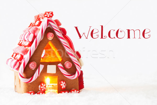 Gingerbread House, White Background, Text Welcome Stock photo © Nelosa