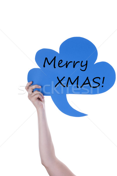 Kék szöveglufi vidám karácsony kéz tart Stock fotó © Nelosa