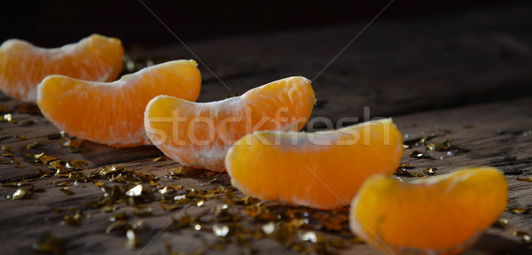 Christmas Food, Orange Fruit Slices, Golden Glitter, Background Stock photo © Nelosa