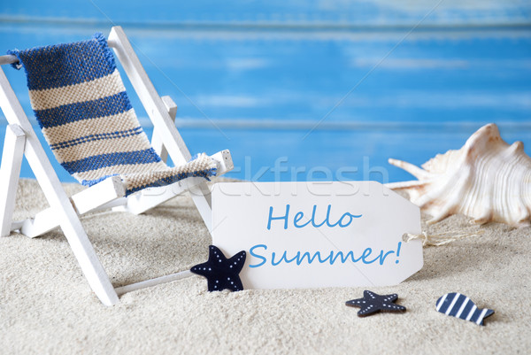 Label With Deck Chair, Hello Summer Stock photo © Nelosa