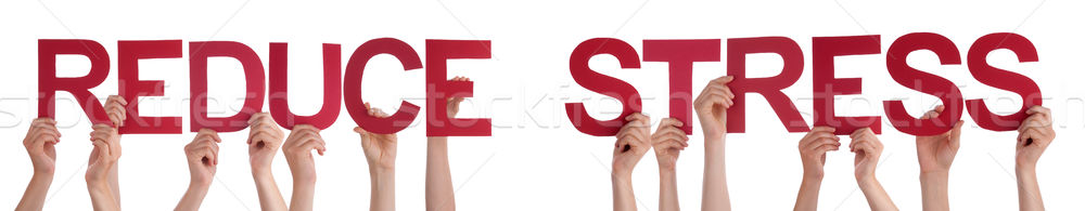 People Hands Holding Red Straight Word Reduce Stress Stock photo © Nelosa