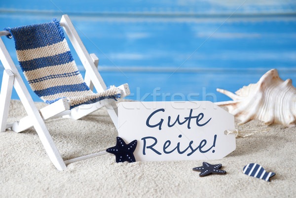 Summer Label With Deck Chair, Gute Reise Means Good Trip Stock photo © Nelosa