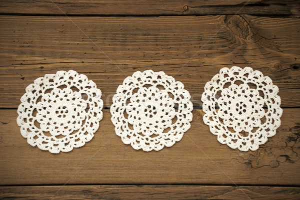 Three White Round Place Mat In A Row Stock photo © Nelosa