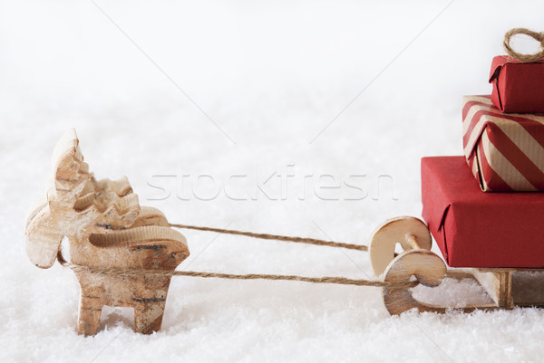 Reindeer With Sled, White Background, Copy Space Stock photo © Nelosa