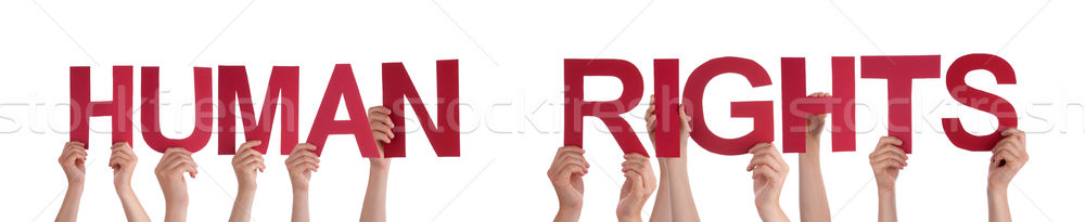 People Hands Holding Red Word Human Rights Stock photo © Nelosa