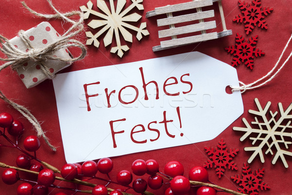 Label WIth Decoration, Frohes Fest Means Merry Christmas Stock photo © Nelosa