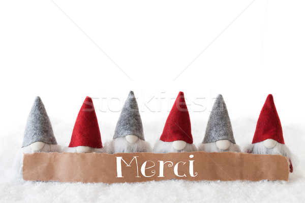 Blanche merci étiquette français texte joyeux [[stock_photo]] © Nelosa