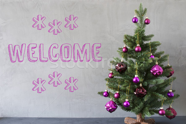 Christmas Tree, Cement Wall, Text Welcome Stock photo © Nelosa
