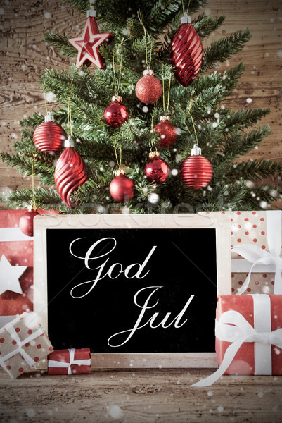 Nostalgic Tree With God Jul Means Merry Christmas Stock photo © Nelosa