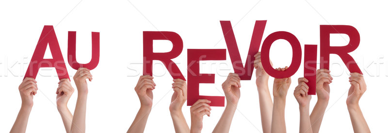 People Holding French Word Au Revoir Means Goodbye Stock photo © Nelosa