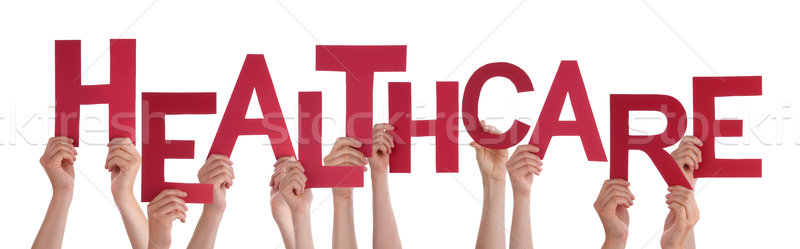 Many People Hands Holding Red Word Healthcare Stock photo © Nelosa
