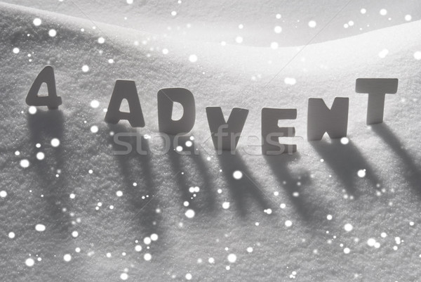 White Word 4 Advent Means Christmas Time On Snow, Snowflakes Stock photo © Nelosa