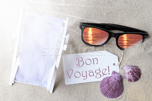 Sunny Flat Lay Summer Label Bon Voyage Means Good Trip Stock photo © Nelosa