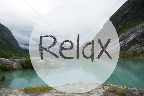 Lake With Mountains, Norway, Text Relax Stock photo © Nelosa