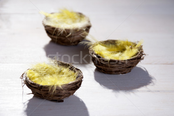 Easter Basket Nest With Yellow Feather Stock photo © Nelosa