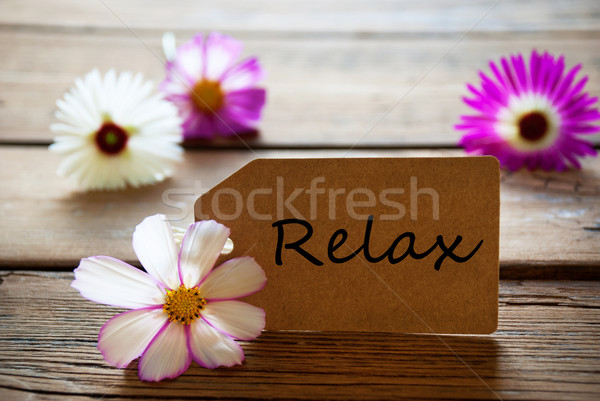 Label With Text Relax With Cosmea Blossoms Stock photo © Nelosa