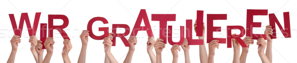 People German Word Wir Gratulieren Means Congratulation Stock photo © Nelosa