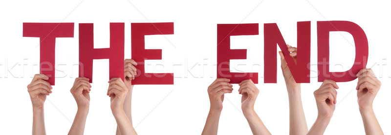 People Hands Holding Red Straight Word The End Stock photo © Nelosa