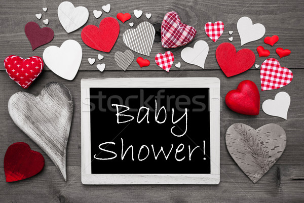 Stockfoto: Veel · Rood · harten · baby · douche · schoolbord