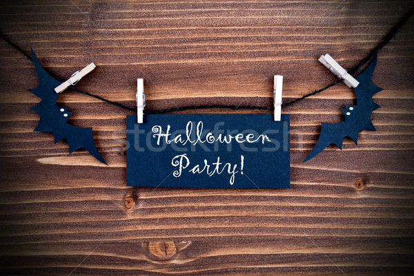 Black Label with Halloween Party on Wood Stock photo © Nelosa