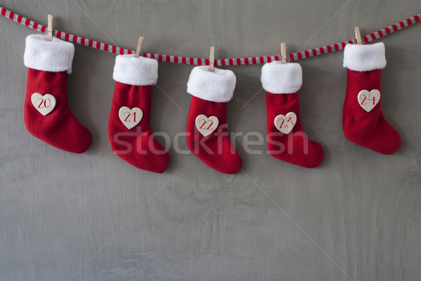 Foto stock: Botas · advento · calendário · cimento · natal · enforcamento