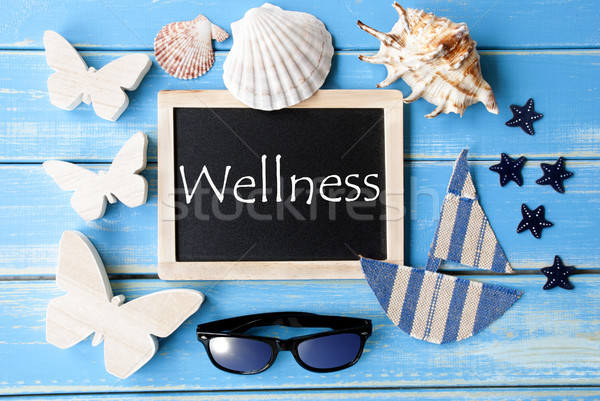 Blackboard With Maritime Decoration And Text Wellness Stock photo © Nelosa